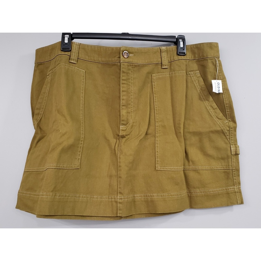 NEW Utility Mini Skirt Plus SZ 22 Green 100% Cotton Twill Grunge Goth carpenterโ
